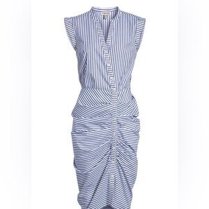 Veronica Beard ruched striped shirtdress.  Size 4 NWOT